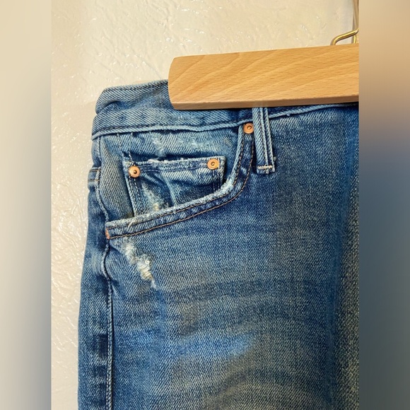 MOTHER Blue Cropped Distressed Jeans - Picture 8 of 16